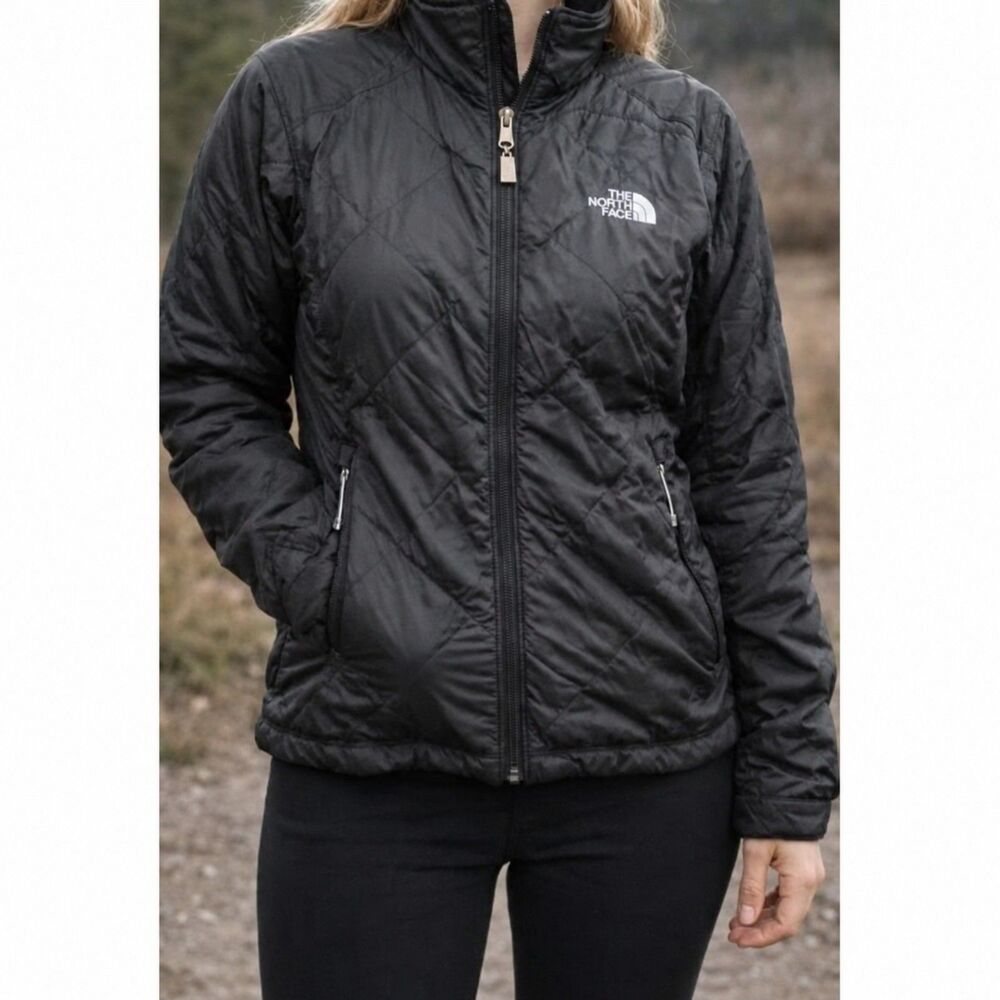 The North Face Full Zip Quilted Black Nylon Coat - Size Small